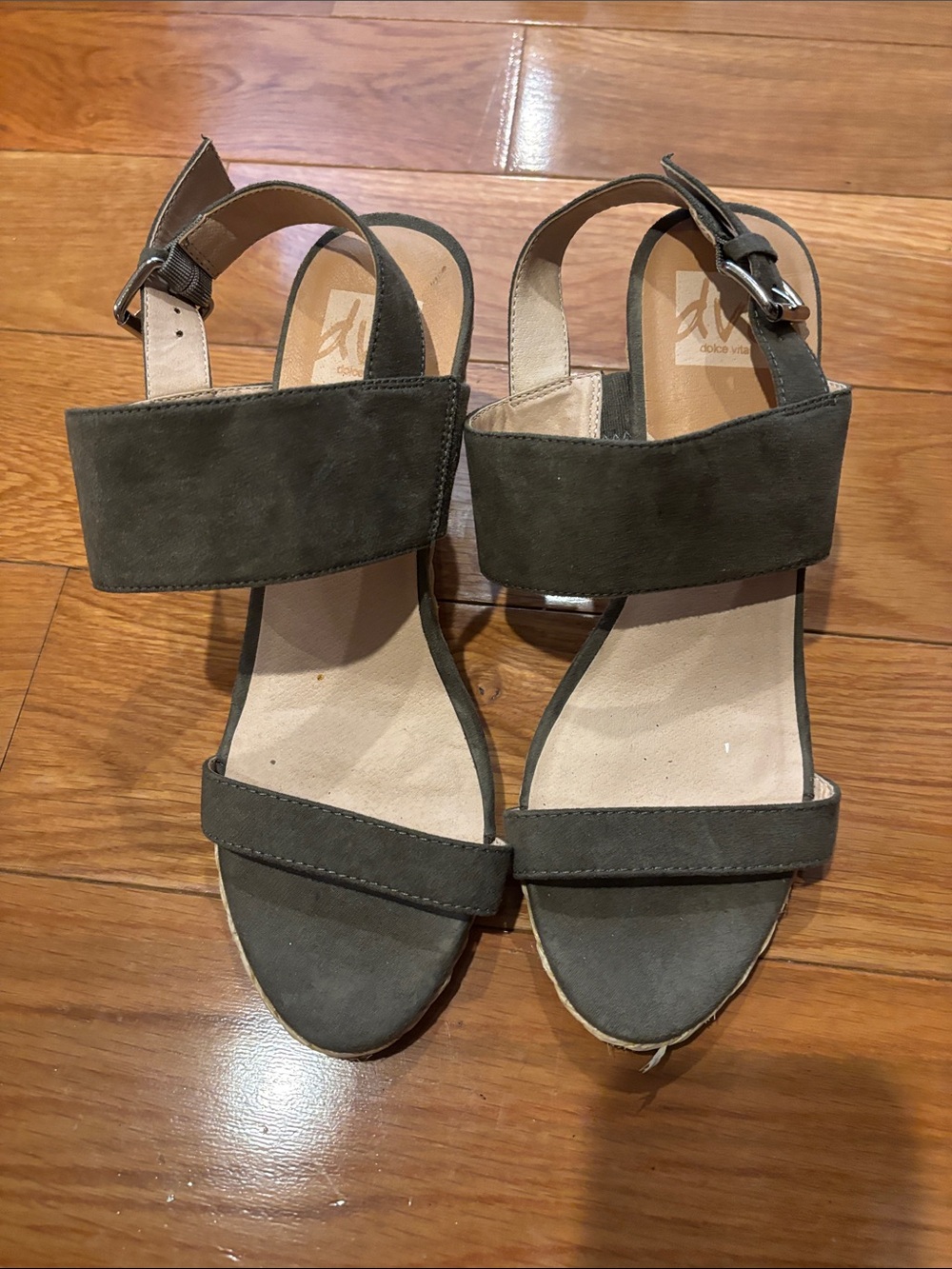 Dolce Vita Dark Olive Suede Block Heel Sandals